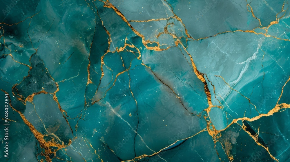 illustration of turquoise marble texture background with cracked gold details generative ai illustration of turquoise marble texture background with cracked gold details generative ai