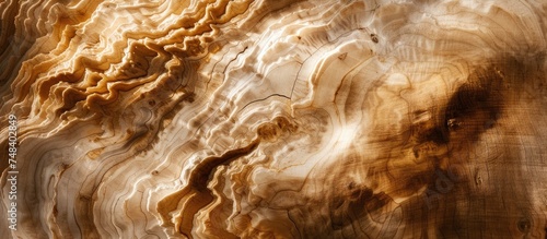 Detailed view of the bright and brown organic wood grain texture, showcasing intricate patterns and lines in a close-up shot.