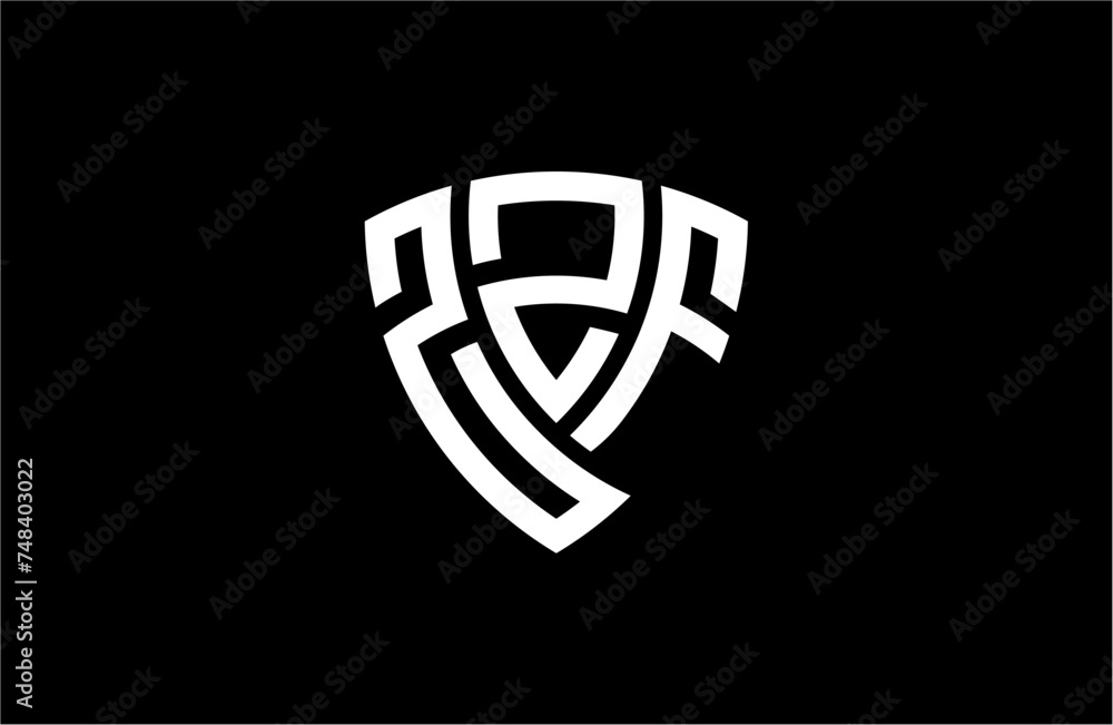 Naklejka premium ZZF creative letter shield logo design vector icon illustration