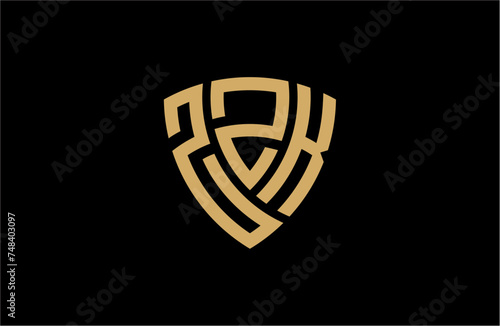 ZZK creative letter shield logo design vector icon illustration