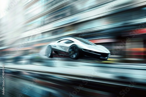 motion blur futuristic car flying photograph