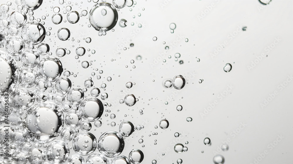 Crystal Clear Water Bubbles Floating on a White Background Crystal Clear Water Bubbles Floating on a White Background