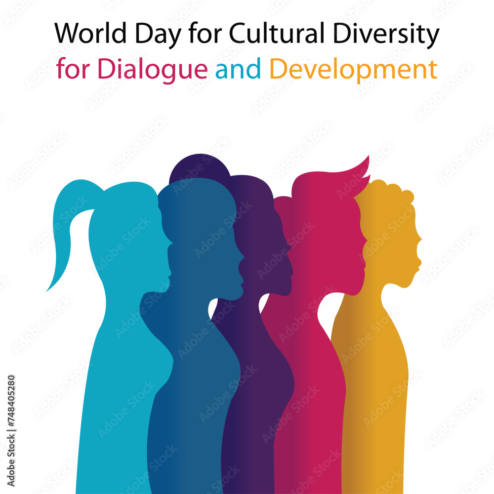 illustration vector graphic of silhouettes of people of different genders, perfect for international day, world day, cultural diverity, dialogue and development, celebrate, greeting card, etc.