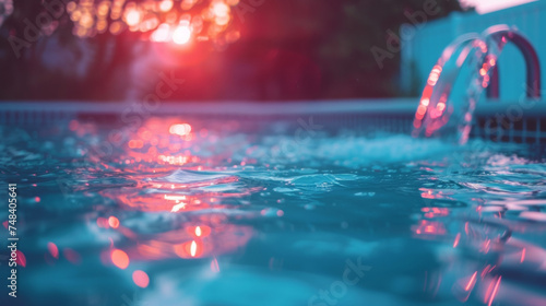 As the sun sets and the air starts to cool the pool heater kicks on ensuring the water stays at the perfect temperature for a refreshing swim. photo
