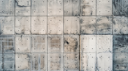 Aerial View of Textured Concrete Tiles with Varied Patterns and Shades
