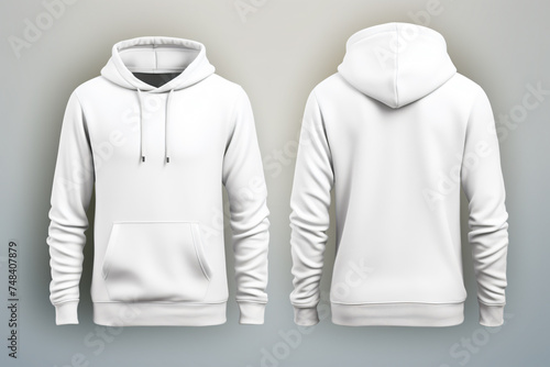  Front and Back of an Editable male white Hoodie generated AI