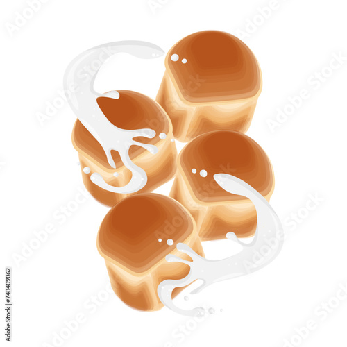 Japanese Milk bun levitation vector illustration logo