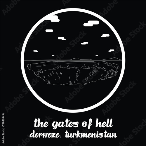Circle Icon The Gates of Hell. Vector illustration