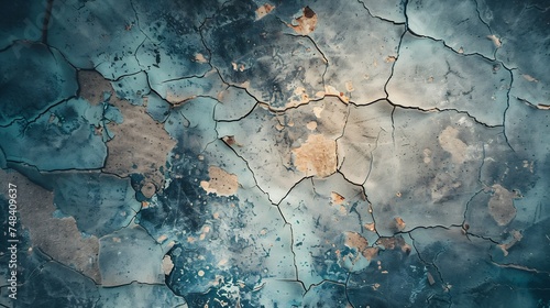 Gray blue brown beige abstract grunge background Cracked concrete floor Dusty blue color Dirty rough surface texture Old damaged : Generative AI photo