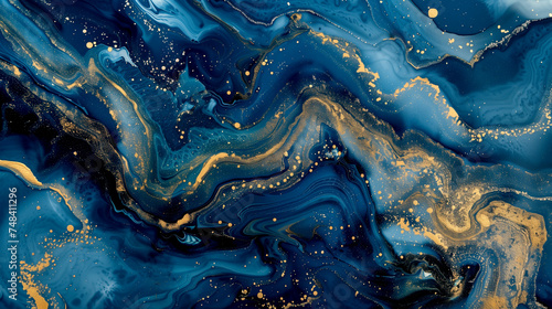 Texture of Blue Marble with Gold Veins