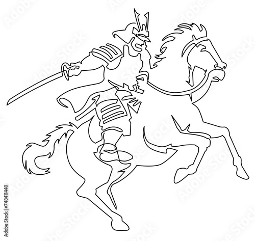 騎馬武者-一筆書き