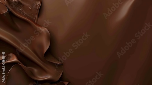 Dark brown background with light Abstract chocolate background Wide banner with copy space : Generative AI