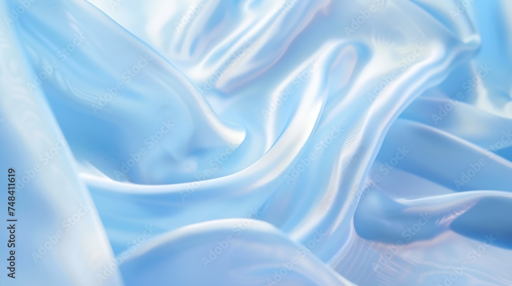Obraz premium Beautiful blue silk satin background Wavy soft folds Elegant fabric background with copy space for design Web banner : Generative AI