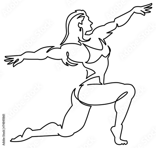 女性のボディービルダー-一筆書き