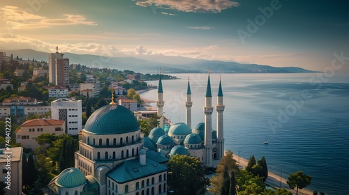 Aerial view of the The Islamic Center of Rijeka Croatia : Generative AI photo