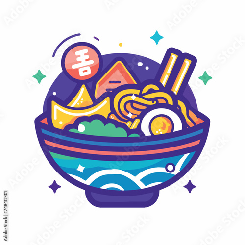 A bowl of ramen illustration minimal 2D vector for design