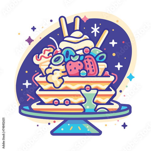 A waffle with toppings illustration minimal 2D vector for design