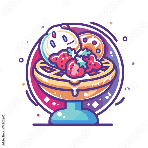 A waffle with toppings illustration minimal 2D vector for design