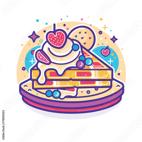 A waffle with toppings illustration minimal 2D vector for design