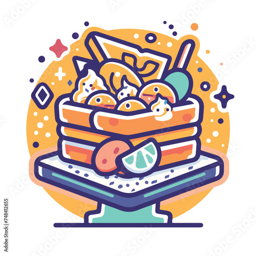 A waffle with toppings illustration minimal 2D vector for design