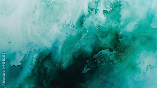 Blue green watercolor Dark turquoise abstract background with copy space for design : Generative AI