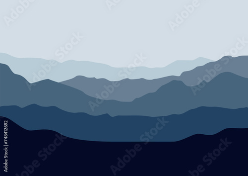 Mountains landscape vector. Vector illustration in flat style.