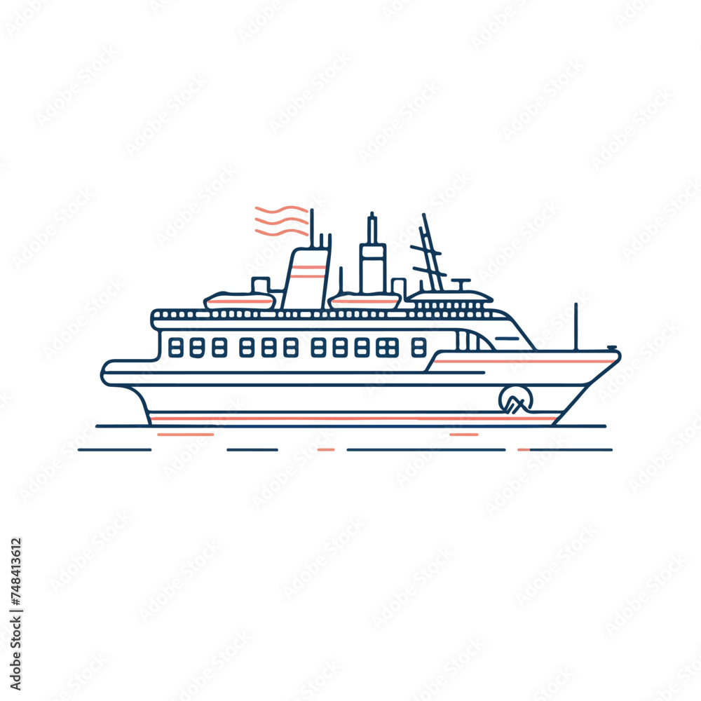 Ferry icon minimal 2D vector for design