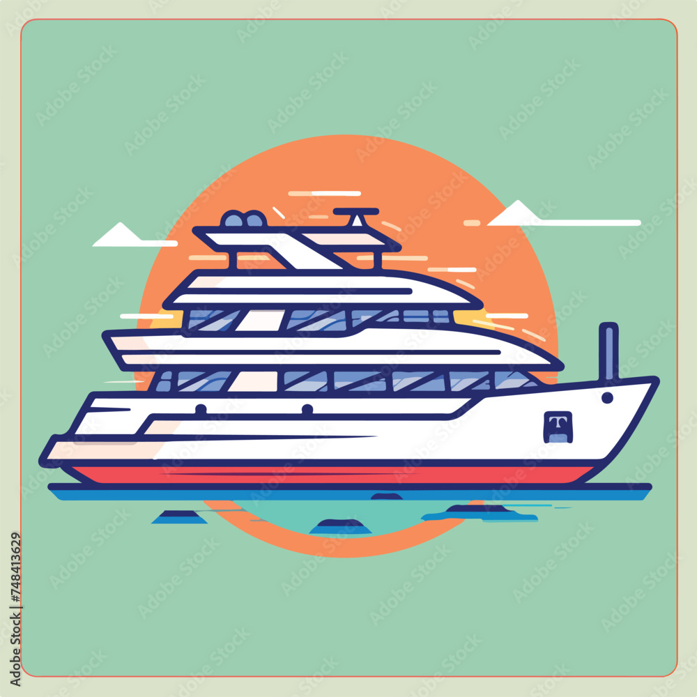 Ferry illustration minimal 2D vector for design