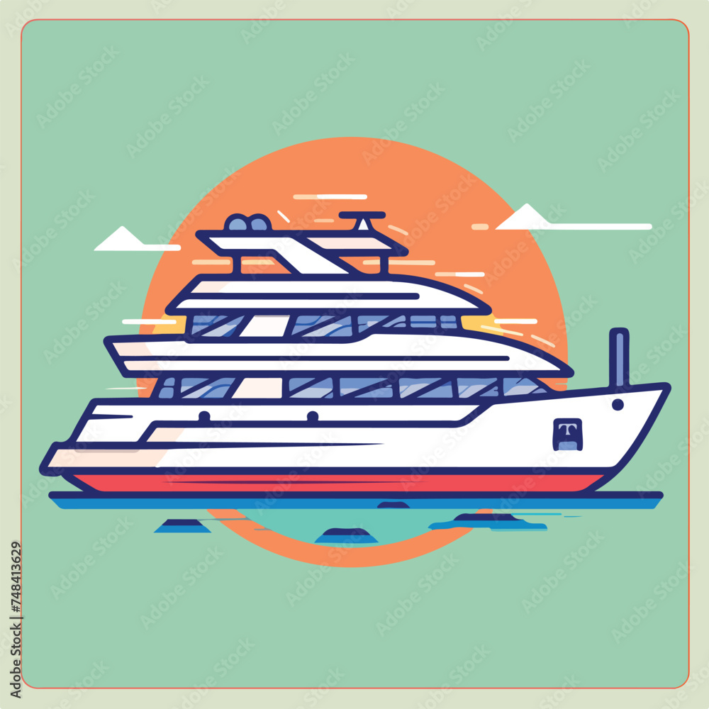 Ferry illustration minimal 2D vector for design Ferry illustration minimal 2D vector for design