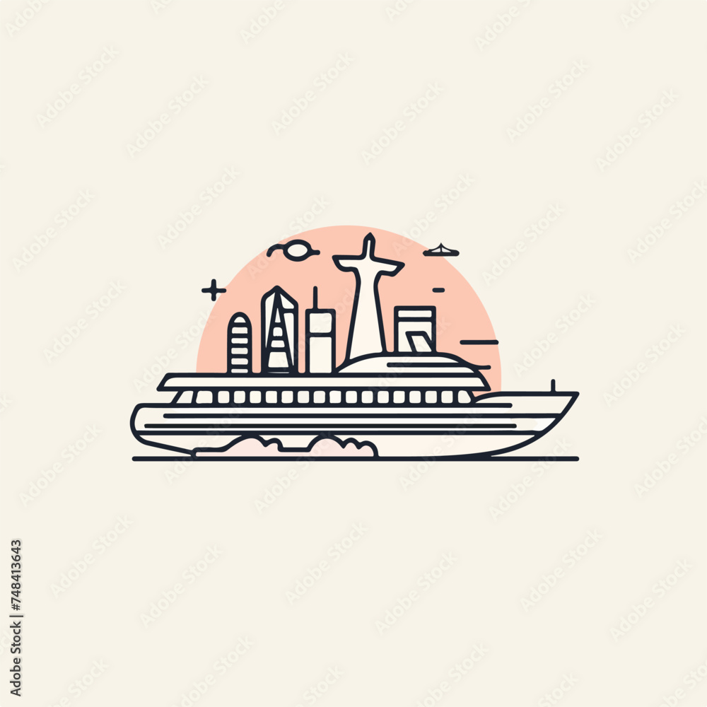 Obraz premium Ferry icon minimal 2D vector for design