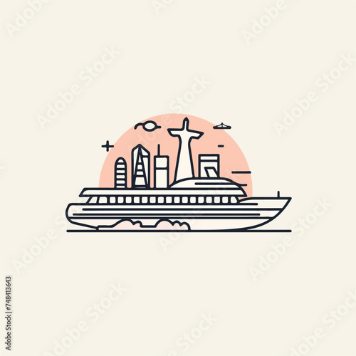 Ferry icon minimal 2D vector for design