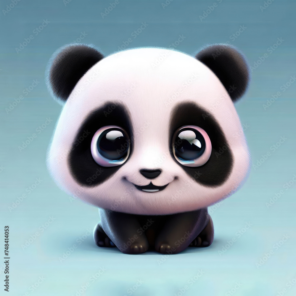3D Cute smile panda character 3D Cute smile panda character