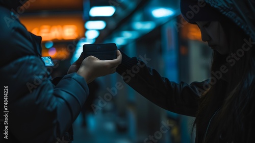 Thief is stealing the wallet to a girl at the station : Generative AI