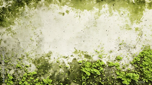 Abstract grunge background with border Mold moss fungus on a concrete wall Graygreen wall with mold texture Copy space for design and text Wide banner : Generative AI