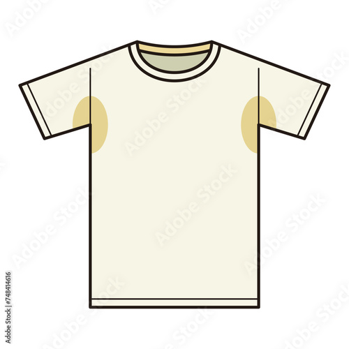 汗染みで汚れたTシャツのイラスト
