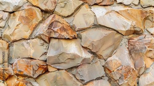 Brown stone background Rock texture Mountain surface Closeup Stone wall Wide banner with copy space for your design : Generative AI