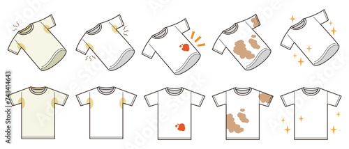 汚れたTシャツときれいなTシャツのイラスト