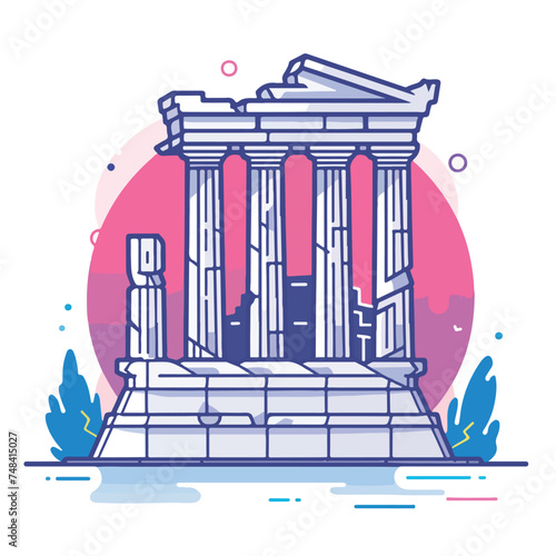 The Temple of Artermis at Ephesus illustration minimal 2D vector for design