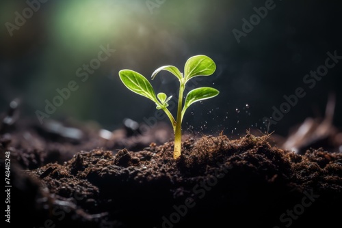 Deep-rooted Ground plant grow. Tree seedling. Generate Ai