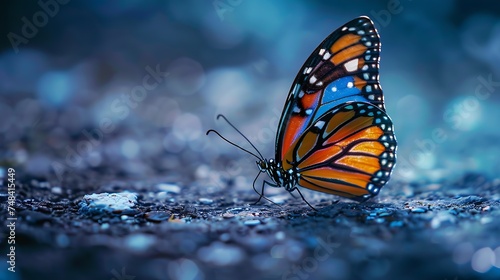 A closeup of Beauty butterfly resting on ground : Generative AI