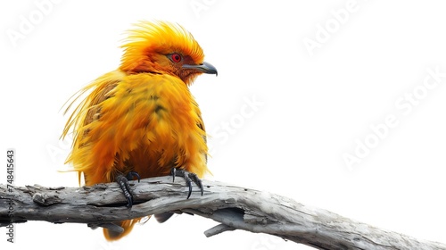 Beautiful bird Crested serpenteagleSpilornis cheela rest on a branch and white background : Generative AI photo