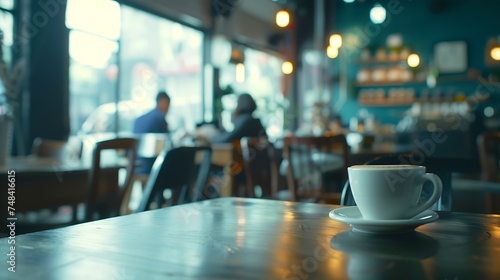 Abstract blur and defocus coffee shop cafe and restaurant interior for background : Generative AI