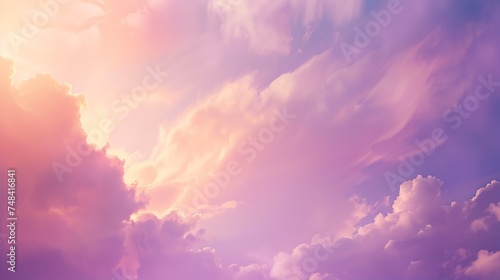 Purple sky with clouds Sunset Evening sky background with copy space for design Web banner Website header   Generative AI