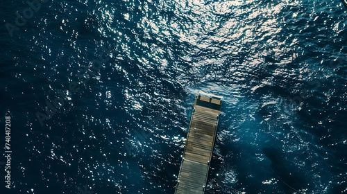 Aerial view of a pontoon in the mediterranean sea : Generative AI photo