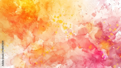 Hand drawn watercolor Beautiful yellow orange pink background Artistic background with copy space for design Web banner Abstract summer autumnal fall Thanksgiving background : Generative AI © Generative AI