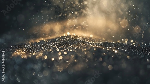 Glitter spectacular colorful dark background black silver and golg color defocused Explosion of sparks in ray of light : Generative AI photo