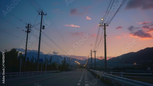 The Mountain twilight sky power full color on the road : Generative AI