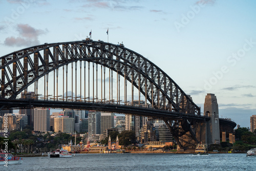 Sydney harbor bridge before sunset.