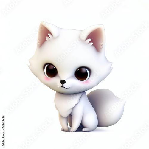 3D Cute fox kawaii character