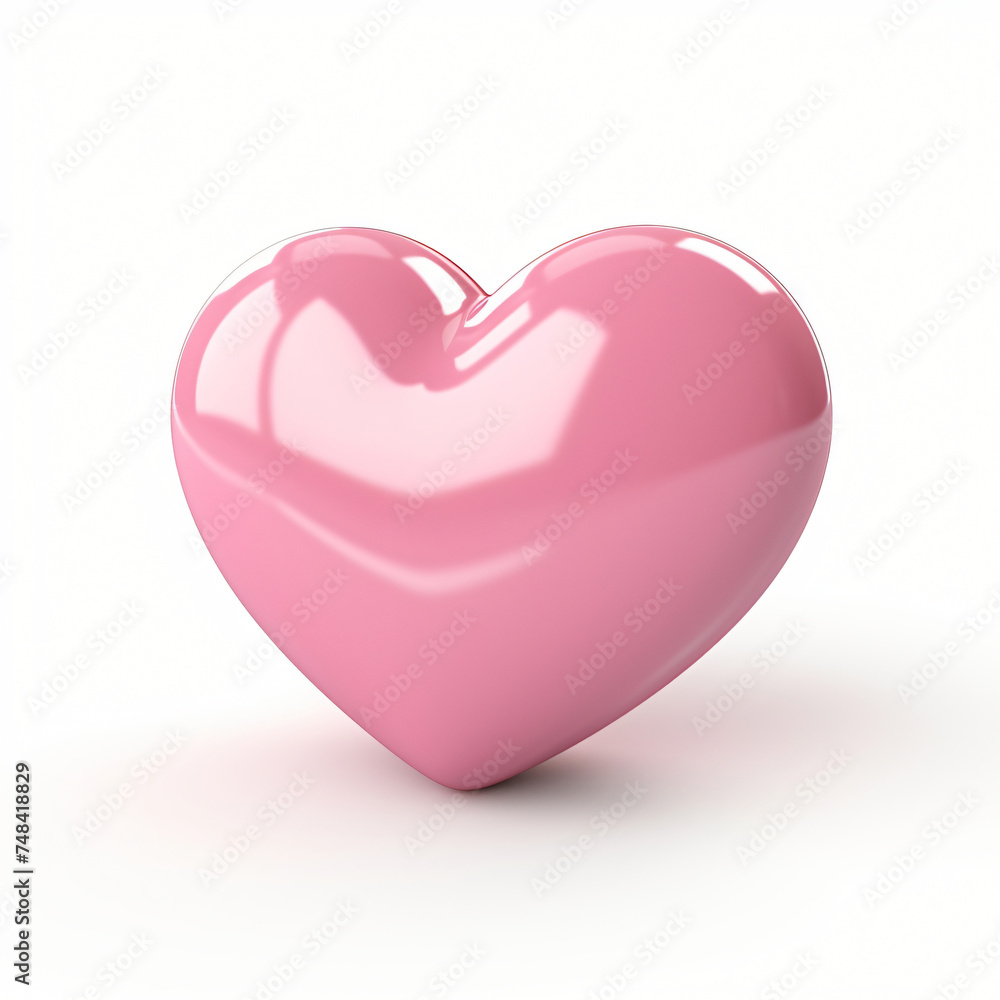 render icon of pink heart cartoon isolated generated AI render icon of pink heart cartoon isolated generated AI
